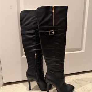 BCBG Black Over the Knee Boots with Gold Zipper